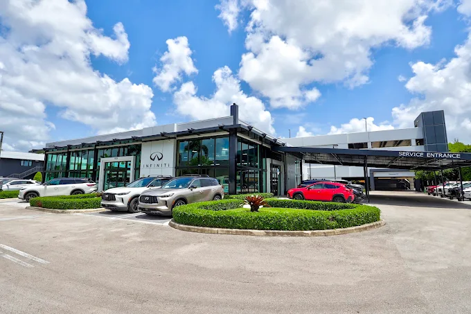 SUV parked in a modern, sunlit space